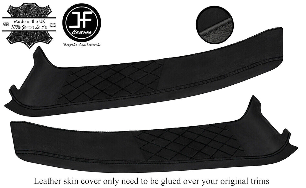 BLACK DIAMOND STITCH 2X DOOR SILL LEATHER+LUXE SUEDE COVER FOR LOTUS ELISE S2