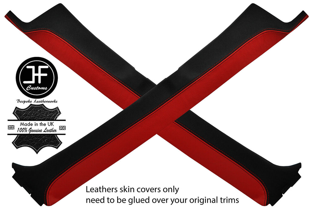 BLACK & RED 2X A PILLAR LEATHER COVER FITS SCANIA 4 SERIES 114 124 164 95-07