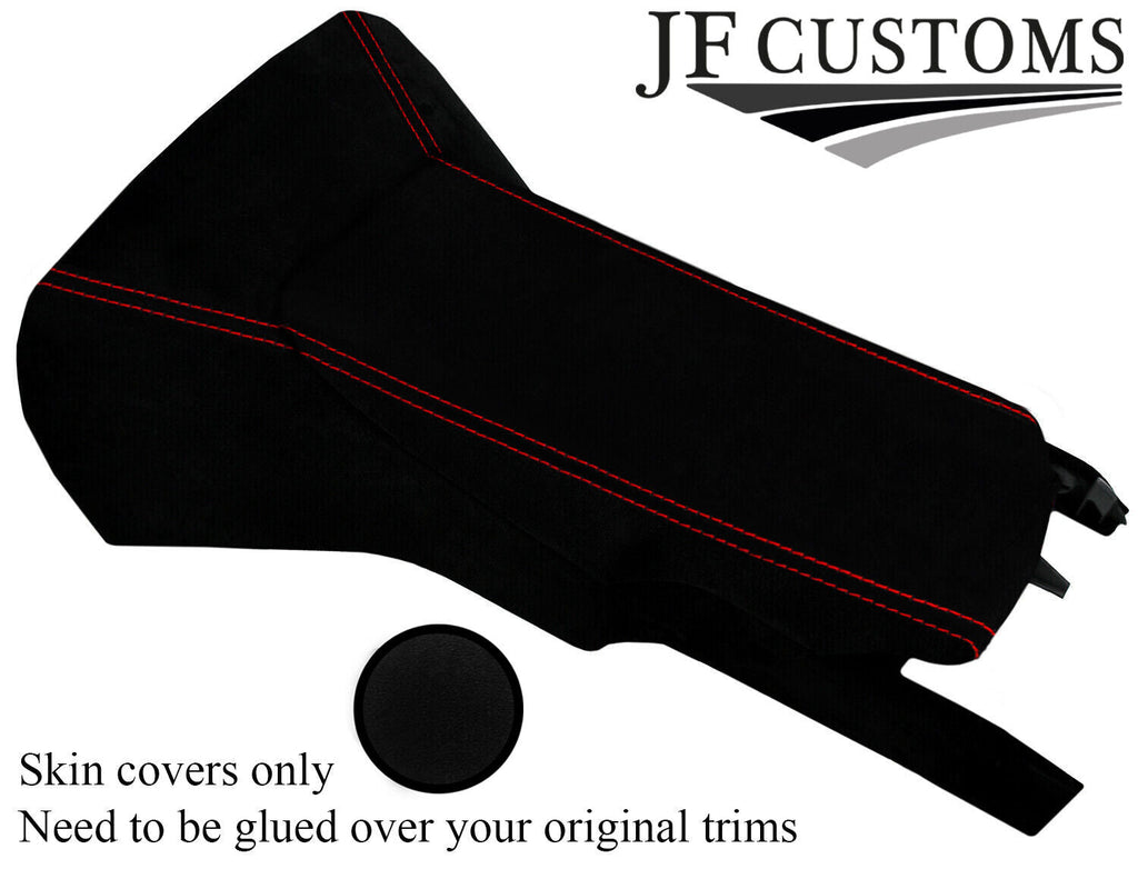 RED STITCH CENTRE CONSOLE + ARMREST LUXE SUEDE COVERS FOR CORVETTE C6 05-13
