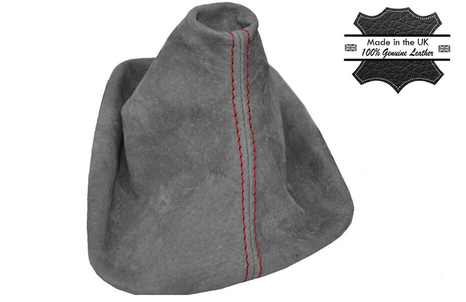 RED STITCH MANUAL GRAPHITE SUEDE GEAR GAITER FITS BMW 3 SERIES E36 E46