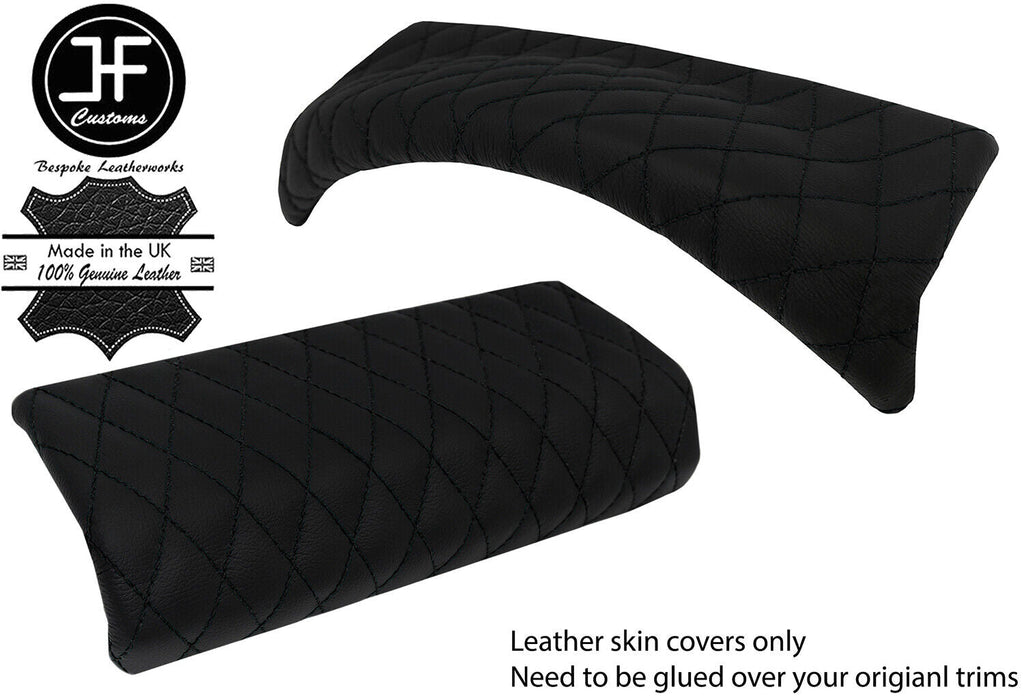 BLACK DIAMOND STITCH 2X PADDED TOP DASH TRIM LEATHER COVERS FOR DEFENDER 07-16