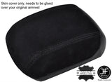 BLACK STITCH REAL SUEDE ARMREST COVER FITS CHEVROLET CRUZE 2011-2015 CUSTOM NEW