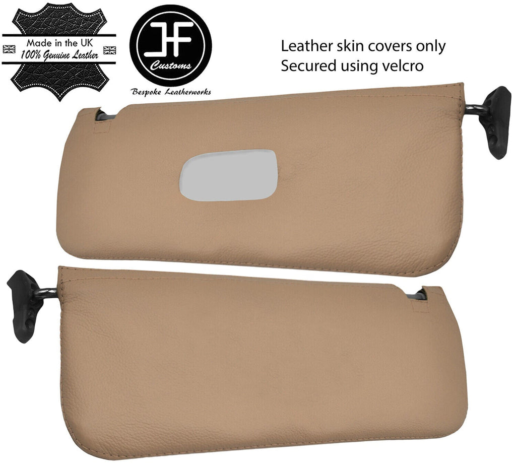 BEIGE  REAL LEATHER 2X SUN VISOR COVERS FOR MERCEDES SL C107 R107 1971-1989
