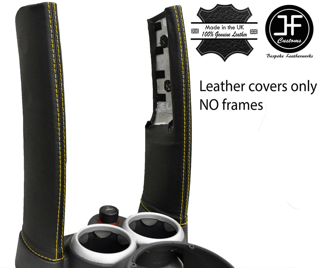 YELLOW STITCH 2X DOWN TUBES LEATHER COVERS FITS BMW MINI COOPER S R50 R53 01-06