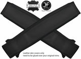 BLACK STITCH 2X LOWER B PILLAR REAL LEATHER COVERS FITS RANGE ROVER CLASSIC