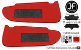 RED REAL LEATHER CROSS STITCH 2X SUN VISORS COVERS FOR VOLVO XC90 02-2014