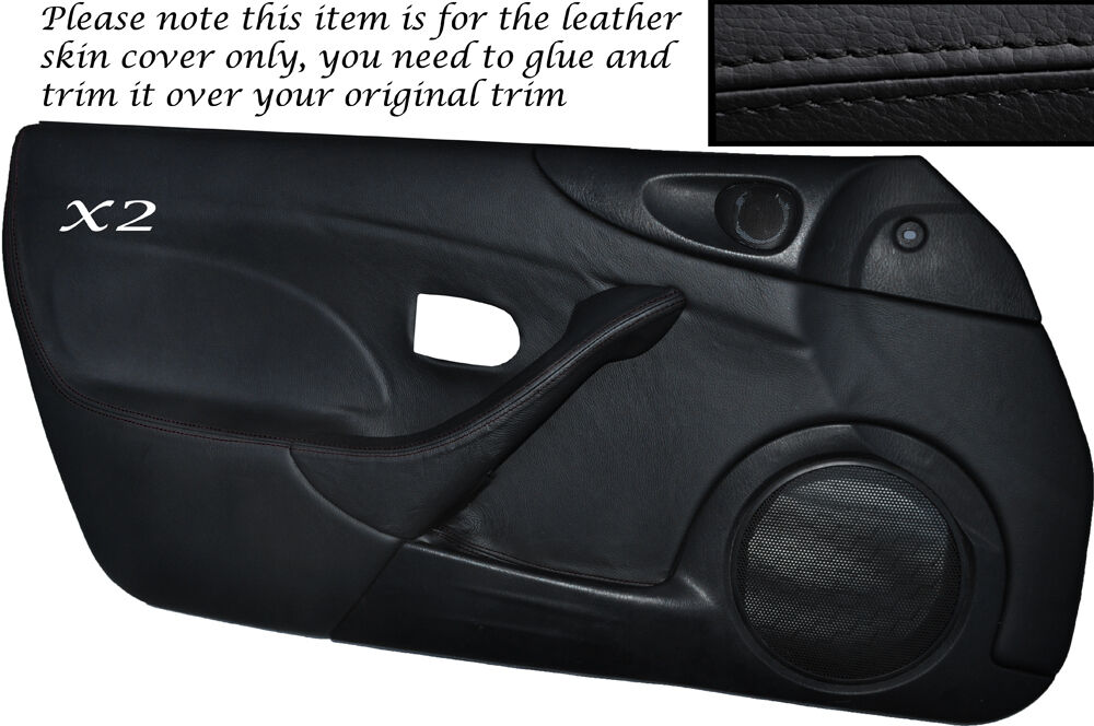 BLACK STITCH 2XFULL DOOR CARD SKIN COVER FITS MAZDA MX5 MK2 MK2.5 00-05 STYLE 2
