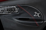 RED STITCHING FITS SUBARU IMPREZA 1992-1998 2X REAR DOOR CARD LEATHER COVERS