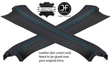 BLUE STITCHING 2X A PILLAR REAL LEATHER COVERS FITS FIAT BARCHETTA 1995-2005