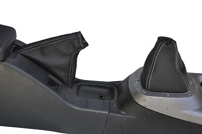 FITS SATRIA & GTI LEATHER GEAR+HANDBRAKE GAITER white stit CUSTOM NEW MADE IN UK