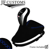 BLUE LUX-STITCH SUEDE AUTO DCT GEAR GAITER+PLASTIC FRAME FOR BMW E90 E92 E93