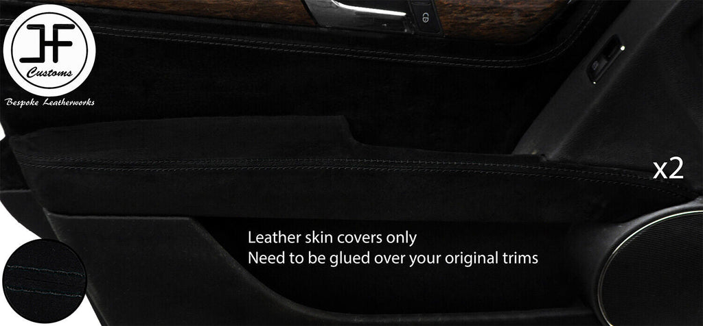 BLACK STITCH 2X FRONT DOOR ARMREST SUEDE COVER FOR MERCEDES C CLASS W204