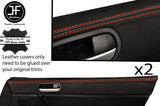RED STITCH 2X TOP DOOR CARD PAD TRIM LEATHER COVERS FITS MAZDA MX5 MK3 05-14
