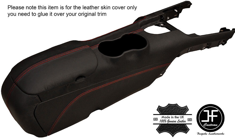 RED   STITCH CENTRE CONSOLE & ARMREST LEATHER COVERS FITS FORD MUSTANG 15-17