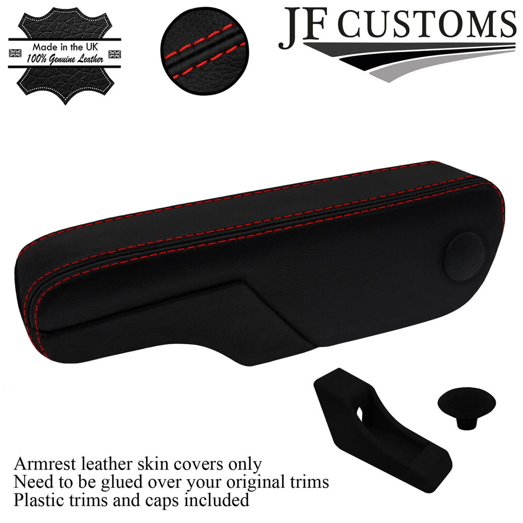 RED STITCH LEATHER 2X SEAT ARMREST COVERS+TRIMS FOR VW T4 TRANSPORTER CARAVELLE