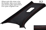 RED STITCH 2X REAR C PILLAR LEATHER COVERS FITS BMW 3 SERIES E46 COUPE 98-05