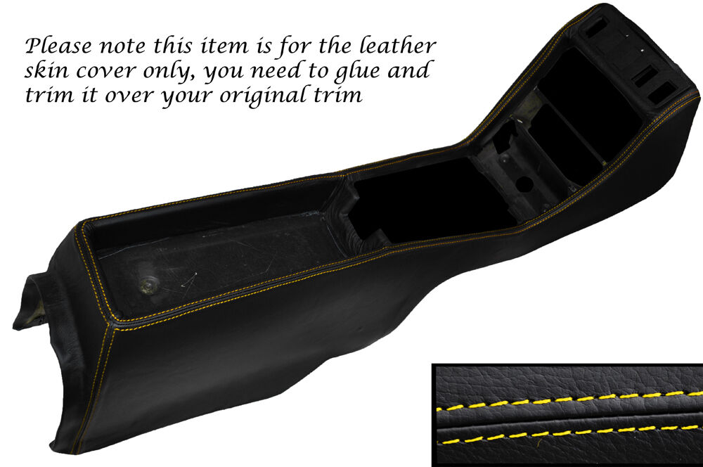 YELLOW STITCH CENTRE CONSOLE LEATHER SKIN COVER FITS MERCEDES W123 1978-1985
