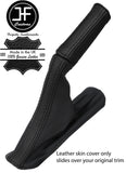 BLACK & BLACK TOP GRAIN LEATHER HANDBRAKE+HANDLE COVERS FOR FORD MUSTANG 15-17