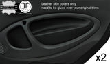 BLACK STITCH 2X FRONT DOOR CARD TRIM LEATHER COVER FITS SMART FORTWO 453 14-19