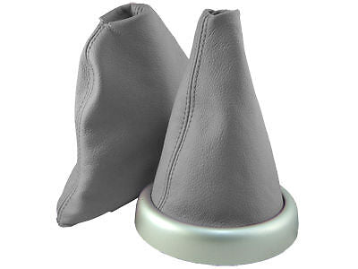 FITS MINI COOPER BMW GEAR HANDBRAKE GAITER MID GREY LEATHER CUSTOM NEW