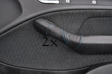 FITS  BMW E46 1998-2005 blue stitch 2X DOOR HANDLE COVERS BLACK LEATHER