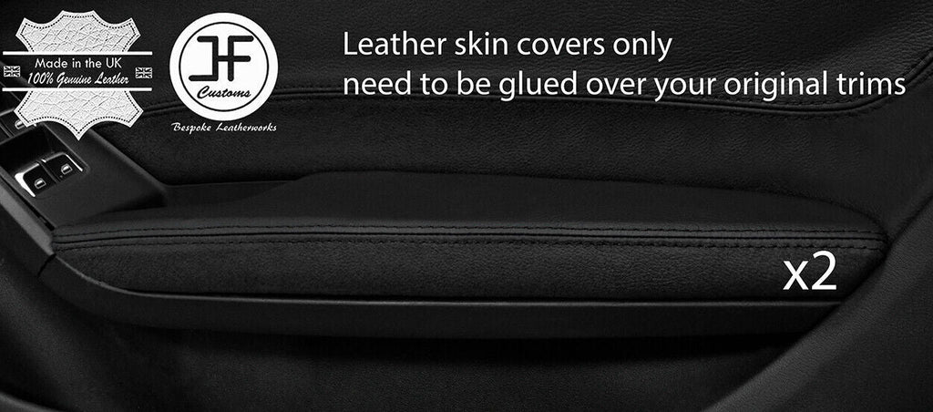 BLACK & BLACK 2X FRONT DOOR ARMREST LEATHER COVERS FITS AUDI A5 CABRIO 09-16
