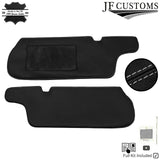 LIGHT GREY CROSS STITCH LEATHER 2X SUN VISOR COVERS FITS DATSUN 280ZX 1979-1983