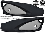 BLACK & GREY 2X FULL DOOR CARD REAL LEATHER COVERS FOR LOTUS ELISE EXIGE S2