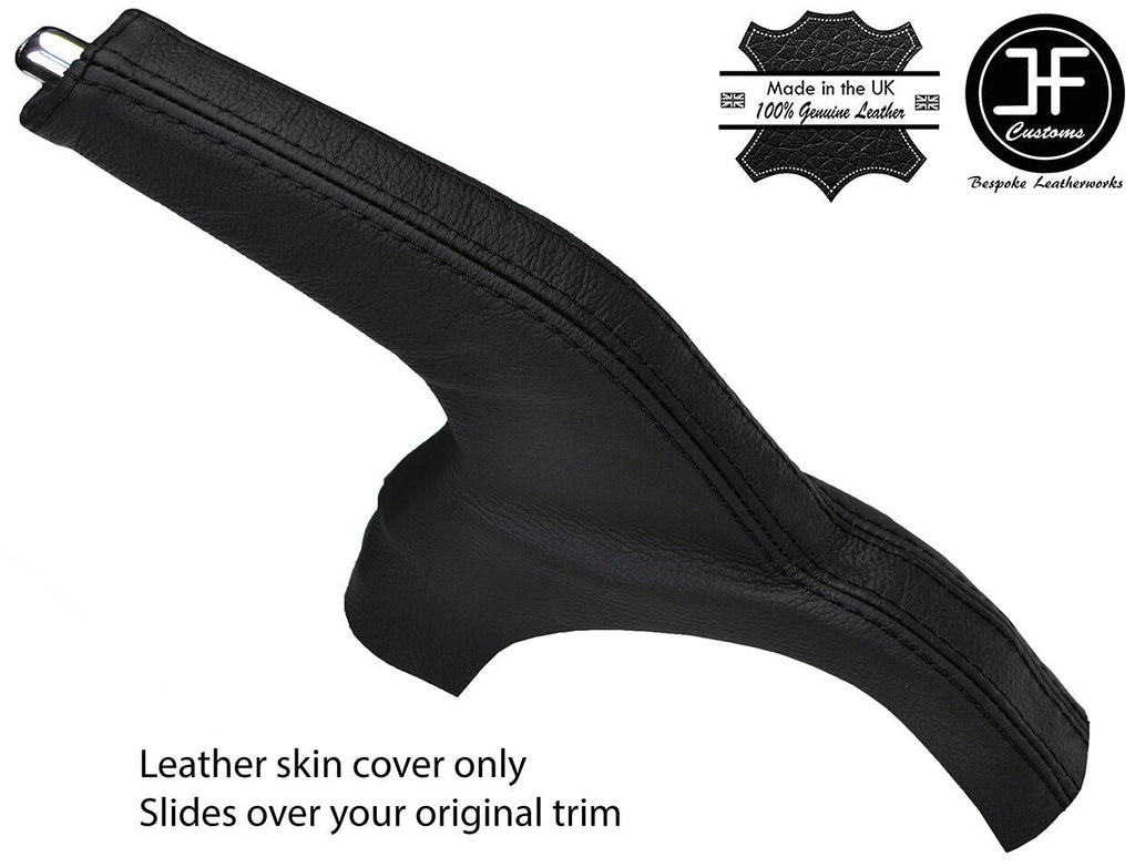 BLACK & BLACK STRIPE LEATHER HANDBRAKE GAITER FITS NISSAN MICRA K14 2017-2019