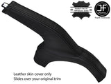 BLACK & BLACK STRIPE LEATHER HANDBRAKE GAITER FITS NISSAN MICRA K14 2017-2019