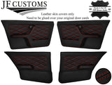 D RED DIAMOND STITCH LEATHER 4X DOOR CARD COVERS FITS BMW E30 SALOON STYLE 3