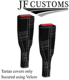 WHITE STITCH RED TARTAN 2X SEAT BELT TALL COVERS FOR VW T6 TRANSPORTER