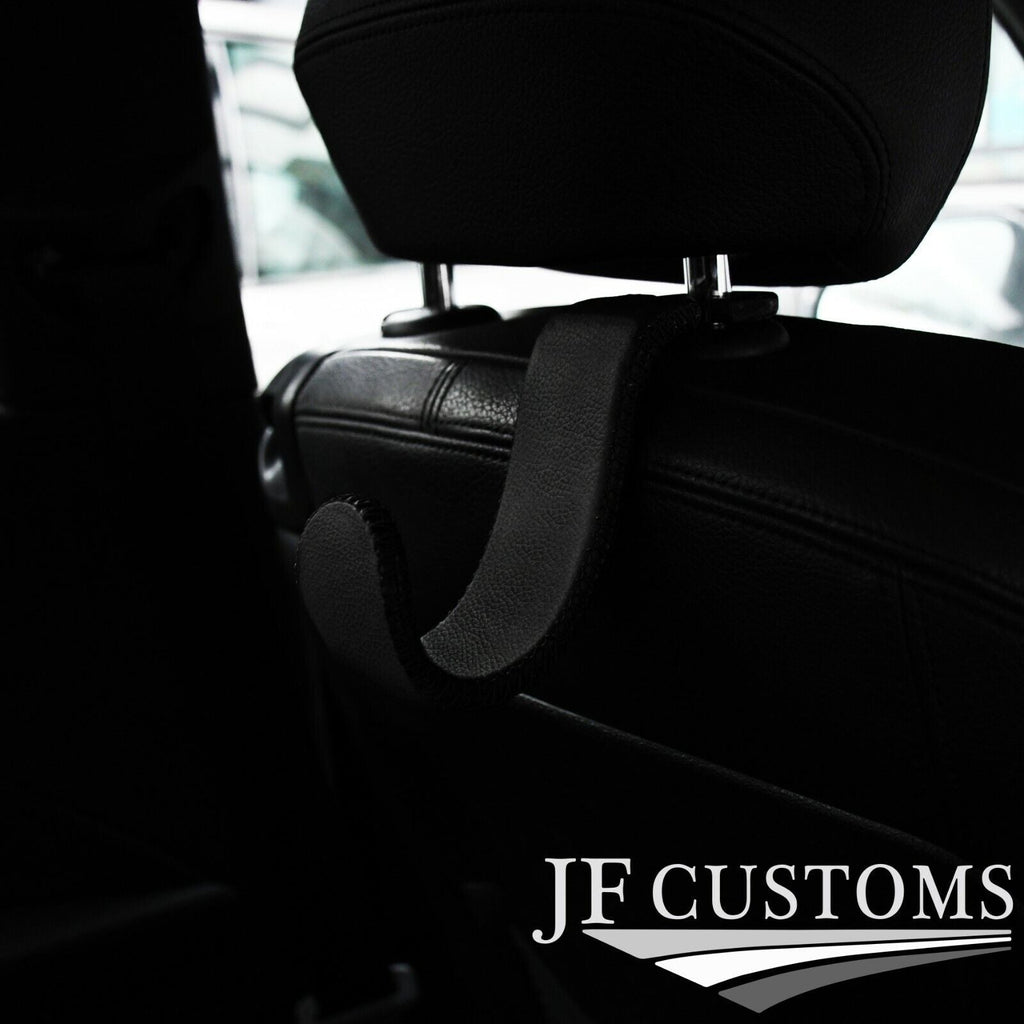 BLACK  STITCH LEATHER PLASTIC CAR SEAT HEADREST HOOK HANGER FOR AUDI R8 15-20