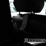 BLACK  STITCH LEATHER PLASTIC CAR SEAT HEADREST HOOK HANGER FOR AUDI R8 15-20