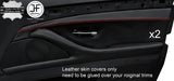RED STITCH 2X FRONT DOOR CARD TRIM REAL LEATHER COVERS FOR BMW F10 F11 10-16