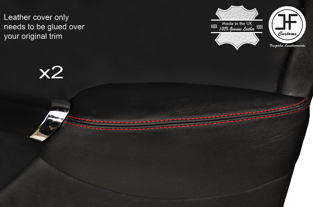 RED STITCH 2X FRONT DOOR ARMREST LEATHER COVERS FITS ROVER 75 & MG ZT 99-05