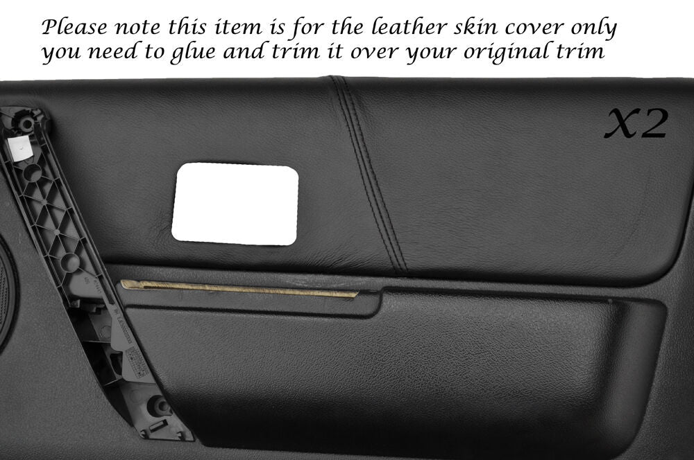BLACK STITCH 2X FRONT DOOR CARD LEATHER COVERS FITS LANDROVER FREELANDER 04-06