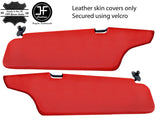 RED REAL LEATHER 2X SUN VISORS COVERS FOR TOYOTA MR2 MK1 1984-1990 CUSTOM NEW