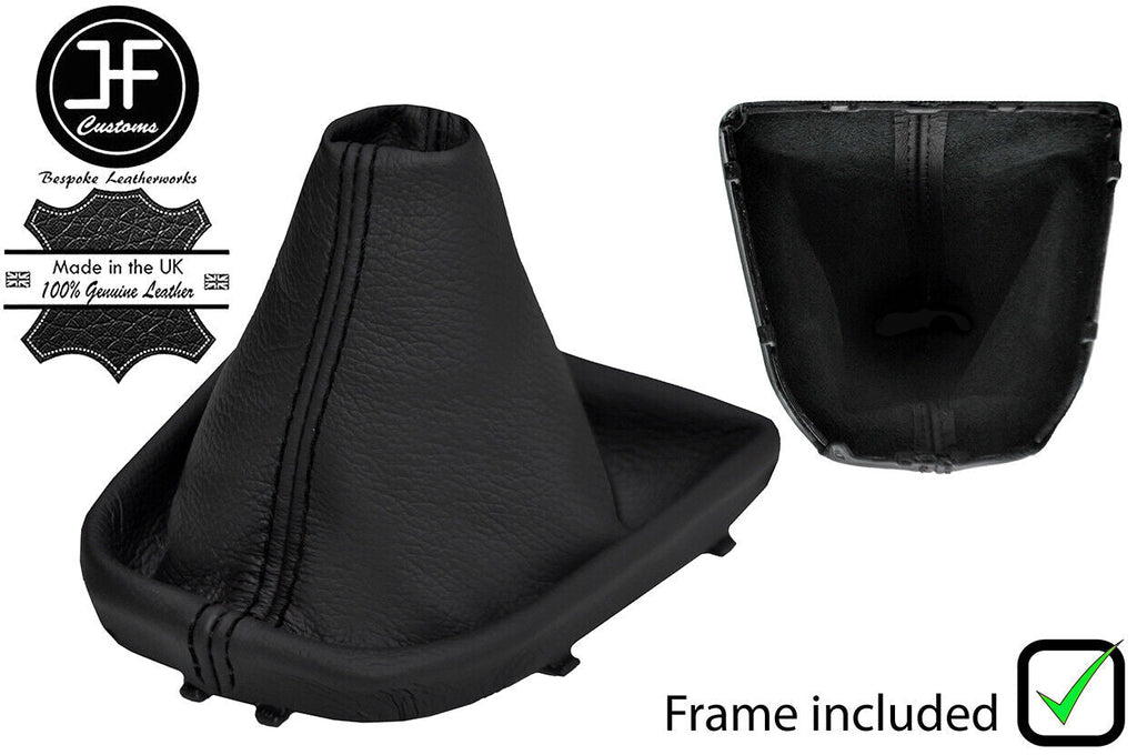 BLACK STITCH REAL LEATHER GEAR GAITER + PLASTIC FRAME FITS VW CADDY 2016-2019