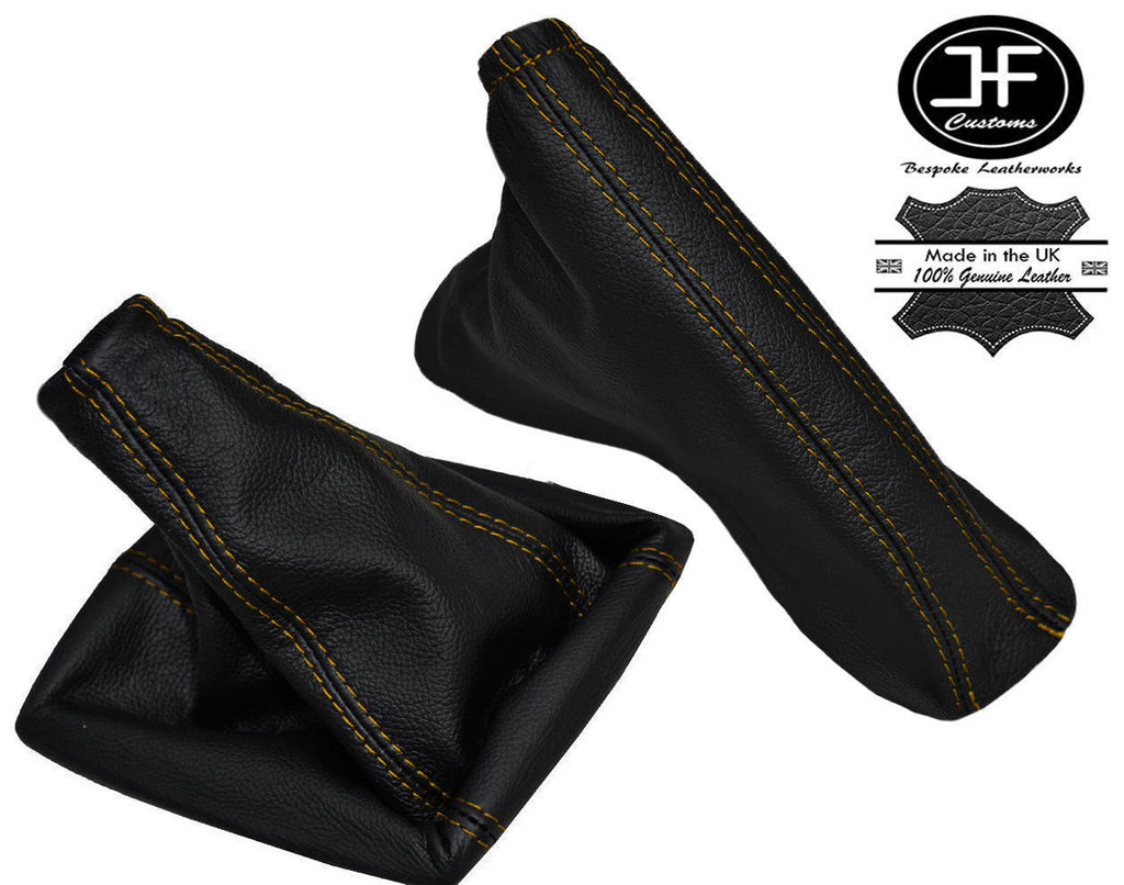 YELLOW STITCH REAL LEATHER GEAR HANDBRAKE GAITER FOR VAUXHALL ASTRA H MK5 04-09