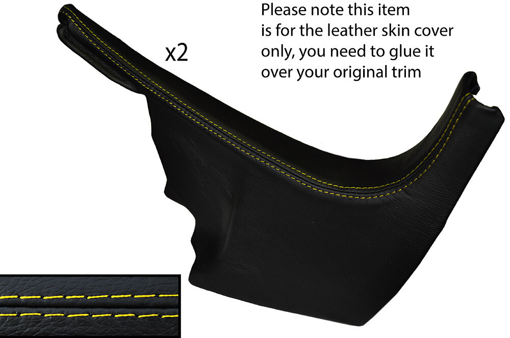 YELLOW STITCH 2X LOWER A PILLAR LEATHER COVERS FITS AUDI A3 8P S3 RS3 2003-2012