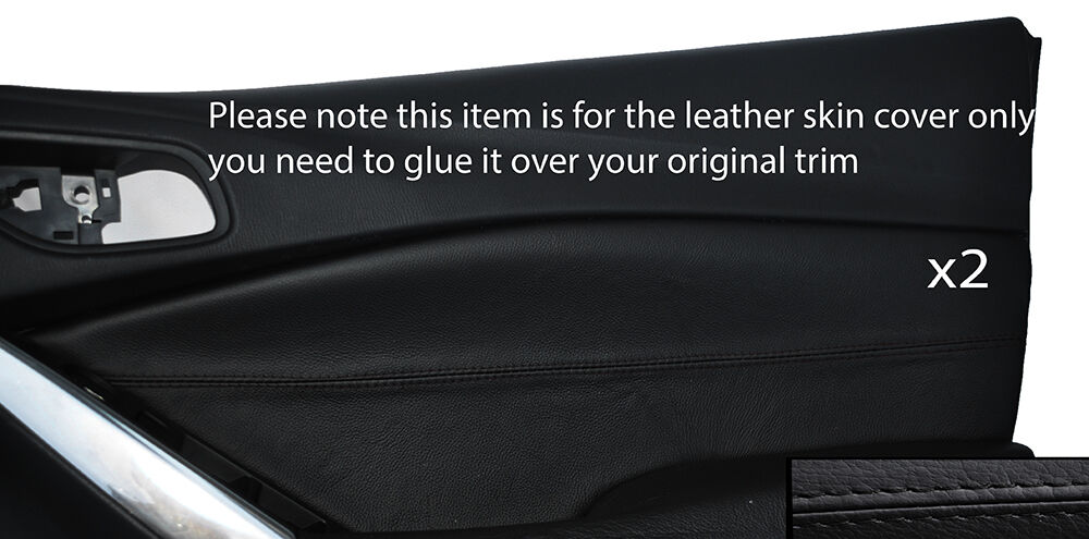BLACK STITCH 2X FRONT DOOR CARD TRIM LEATHER SKIN COVERS FITS MAZDA 6 2012-2015