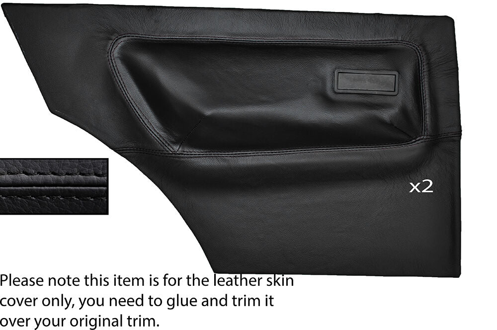 BLACK STITCHING 2X REAR DOOR CARD SKIN COVERS FITS FORD ESCORT MK2 2 DOOR COUPE