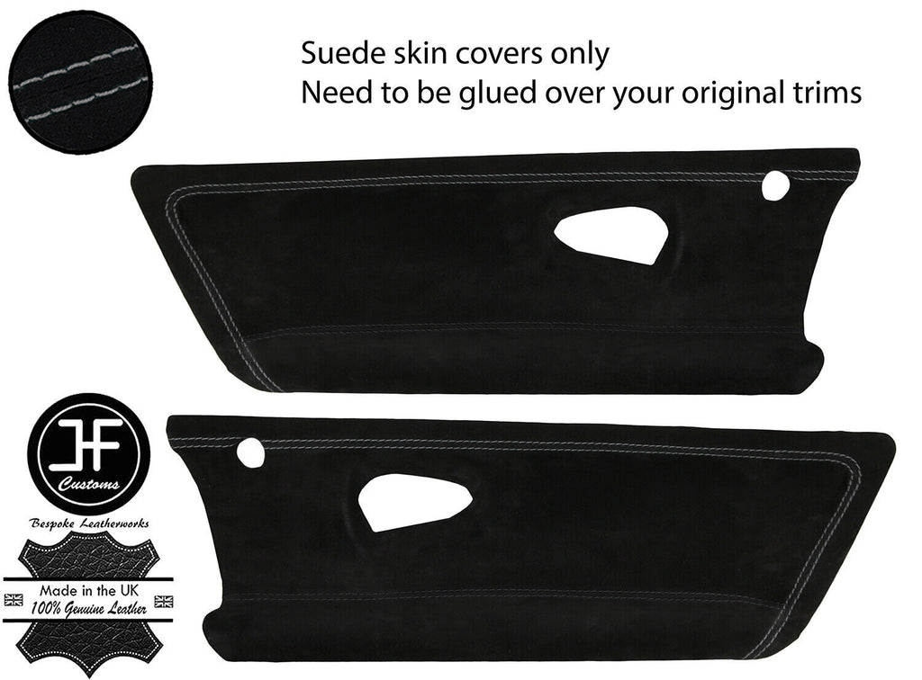 GREY STITCH 2X DOOR CARD TRIM SUEDE COVERS FOR SMART ROADSTER 452 03-05 JF1