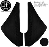 BLACK STITCH 2X TRIANGLE CONSOLE SIDE TRIM SUEDE COVERS FOR MAZDA MX5 MK3 05-08
