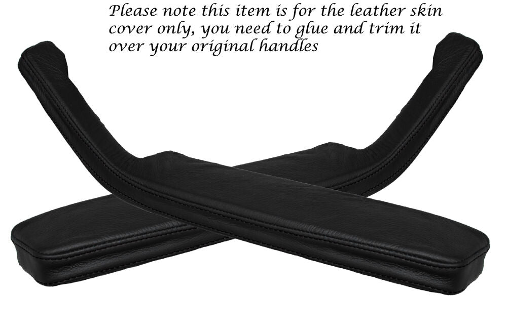 BLACK STITCH 2X FRONT DOOR HANDLE ARMREST COVERS FITS FIAT X1/9 X19 1973-1989
