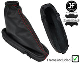 RED STITCH LEATHER HANDBRAKE GAITER+PLASTIC FRAME FOR FORD KA MK1 1996-2008