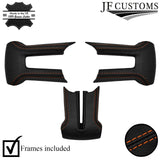 ORANGE STITCH LEATHER COVERED STEERING WHEEL TRIMS+FRAMES FOR FORD MUSTANG 10-14