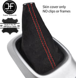 RED STITHCING REAL SUEDE MANUAL GEAR GAITER FOR TOYOTA AYGO 2014-2018 CUSTOM NEW