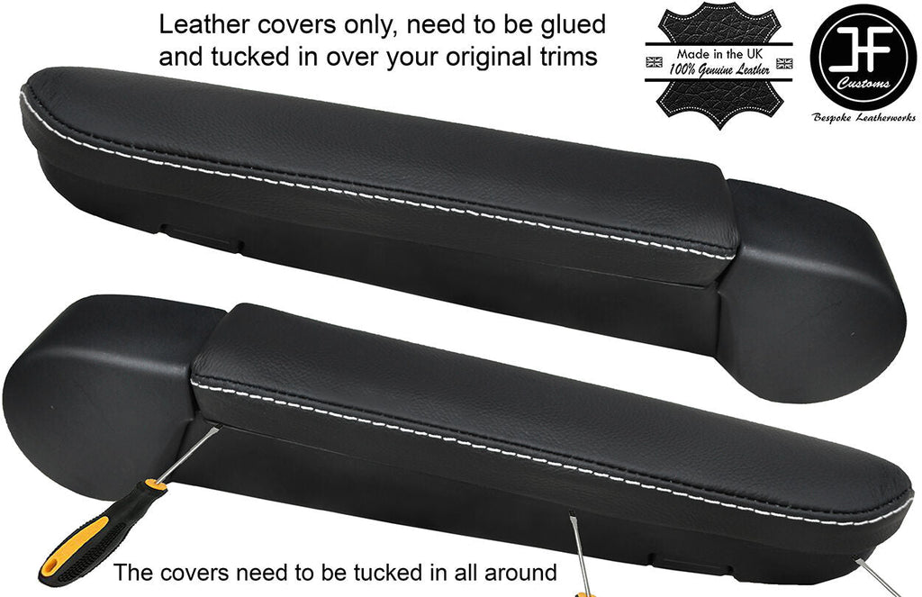 2X white stitch FITS VW T5 TRANSPORTER CARAVELLE CAMPER ARMREST COVERS